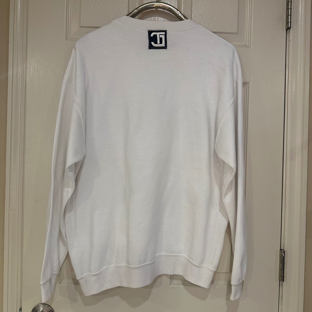 Vintage The Jacques Haiti Flag Sweatshirt Mens White Cotton size L/XL - Picture 7 of 9